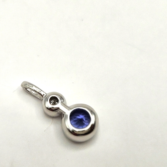 Sterling silver Tanzanite & Diamond 925 bezel set Pendant Charm - Picture 5 of 10